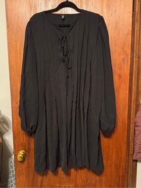 Women’s Plus Size Pleated Cottagecore Tie Front Dress 4XL